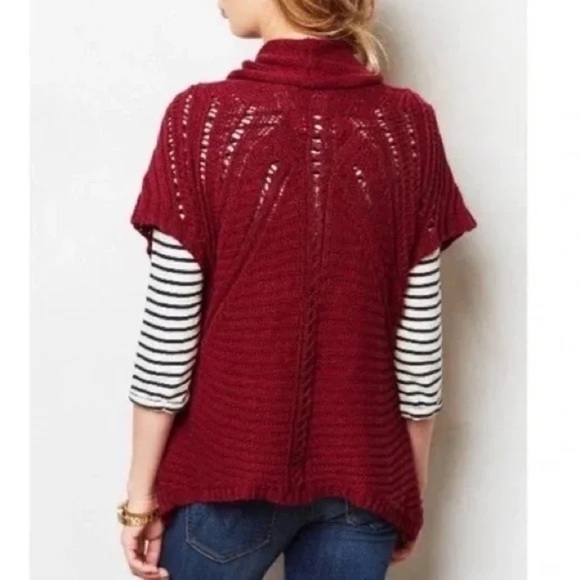 Angel of the North | Anthropologie Burgundy Knit Cardigan with Pockets - Picture 2 of 13